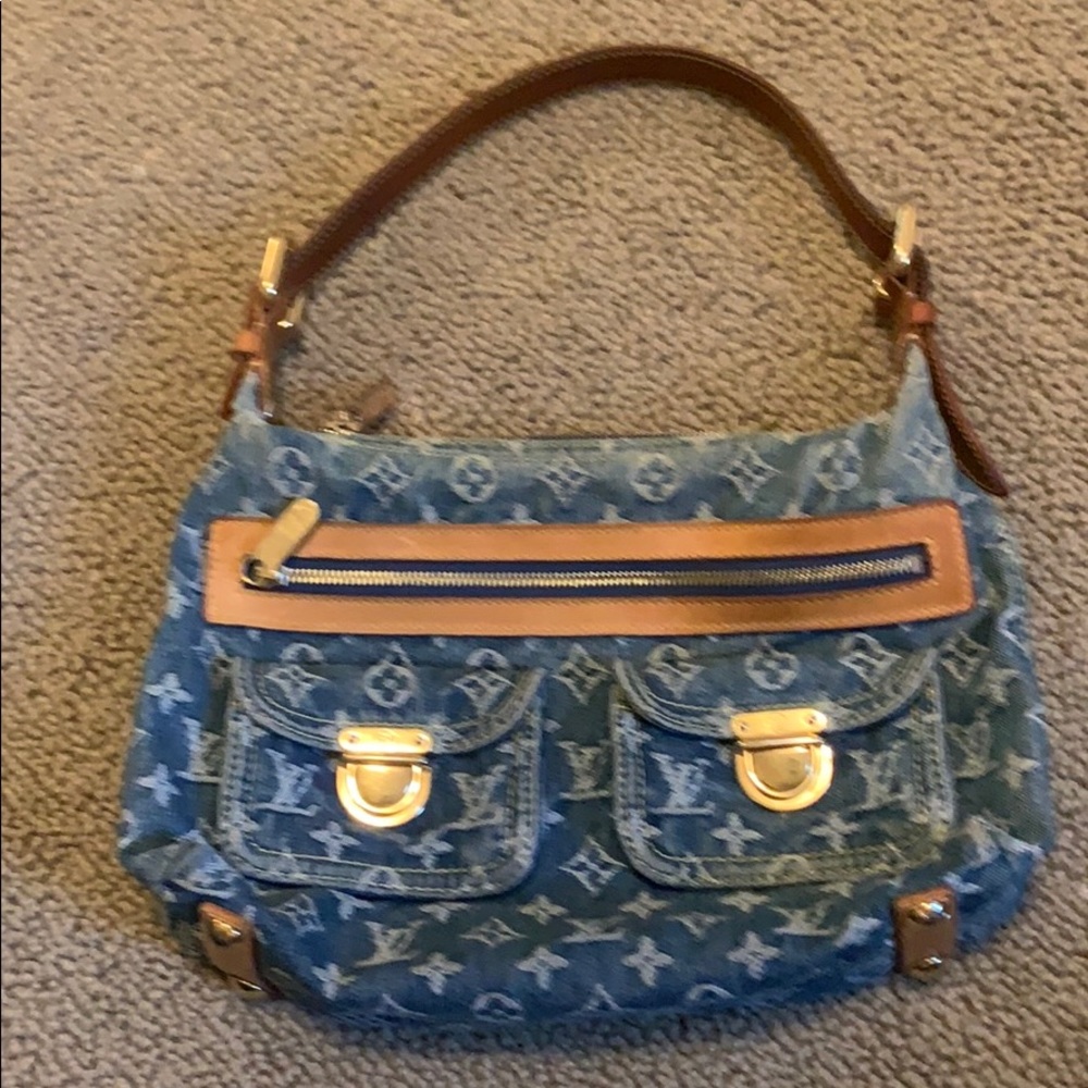 Louie Vuitton Baggy PM denim blue bag with logo